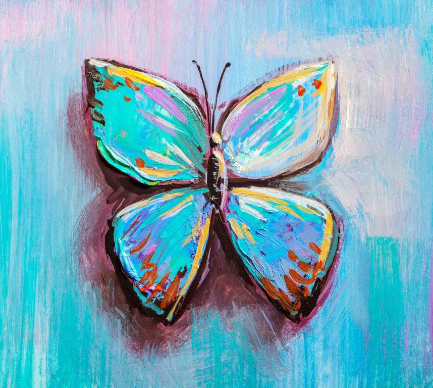 PXM002 Wall décor art oil on canvas pop art butterfly colourful